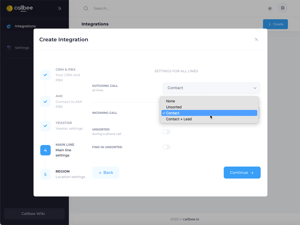 Шаг 4: Main Line для amoCRM